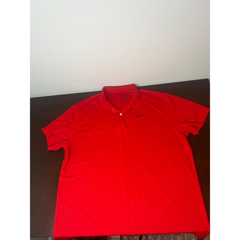 Nike Dri-FIT Mens Red Short Sleeve Golf Polo Shirt Standard Fit XL